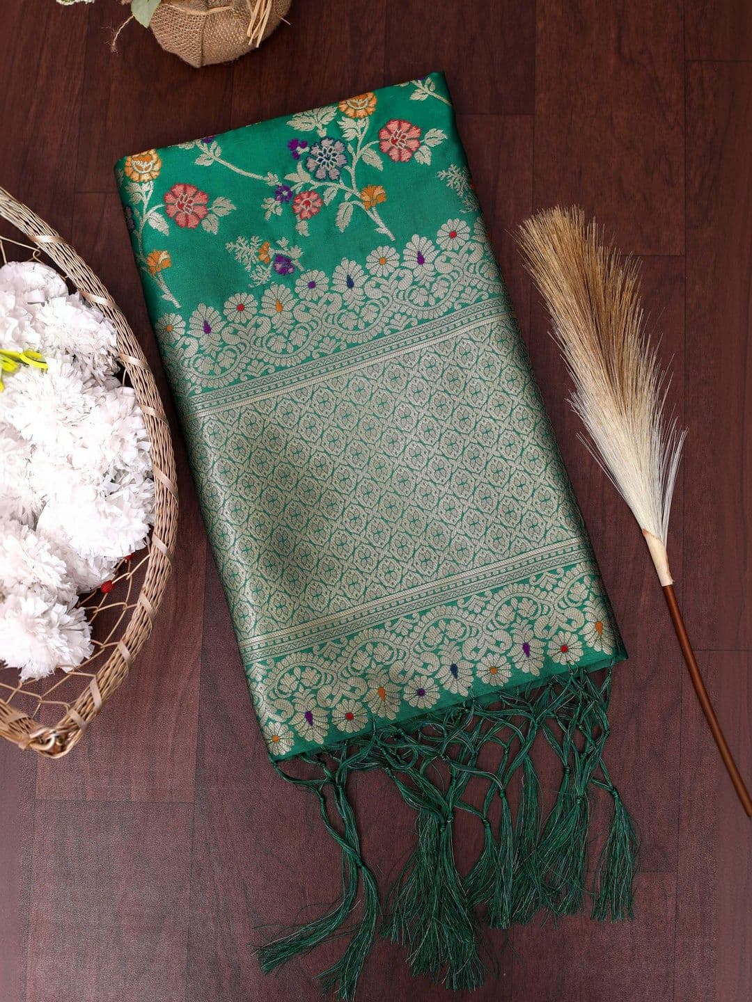DEVANGI Ethnic Motifs Woven Design Ikat Dupatta with Zari - view 1