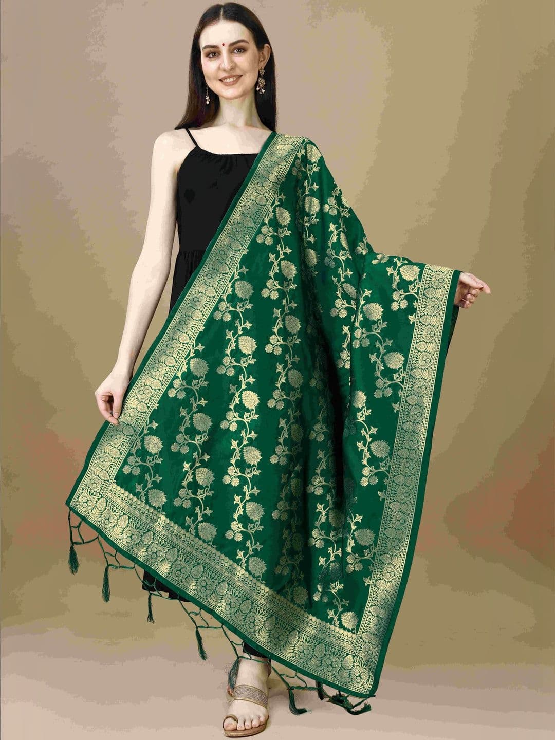 DEVANGI Ethnic Motifs Woven Design Dupatta with Zari - view 1