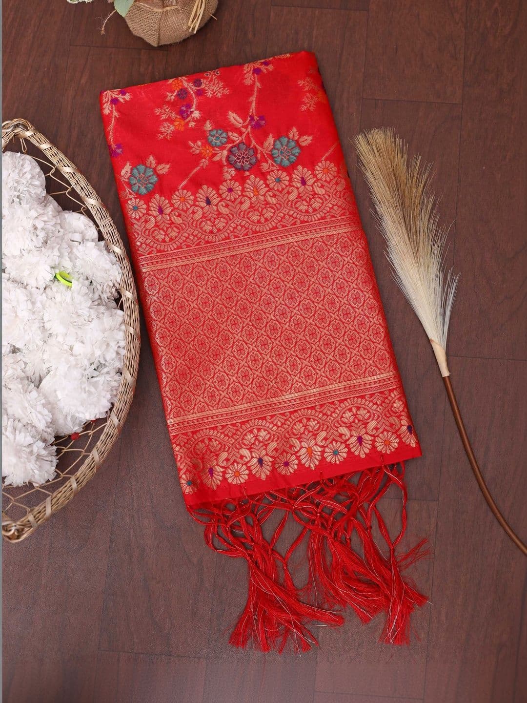 DEVANGI Ethnic Motifs Woven Design Ikat Banarasi Silk Dupatta - view 1