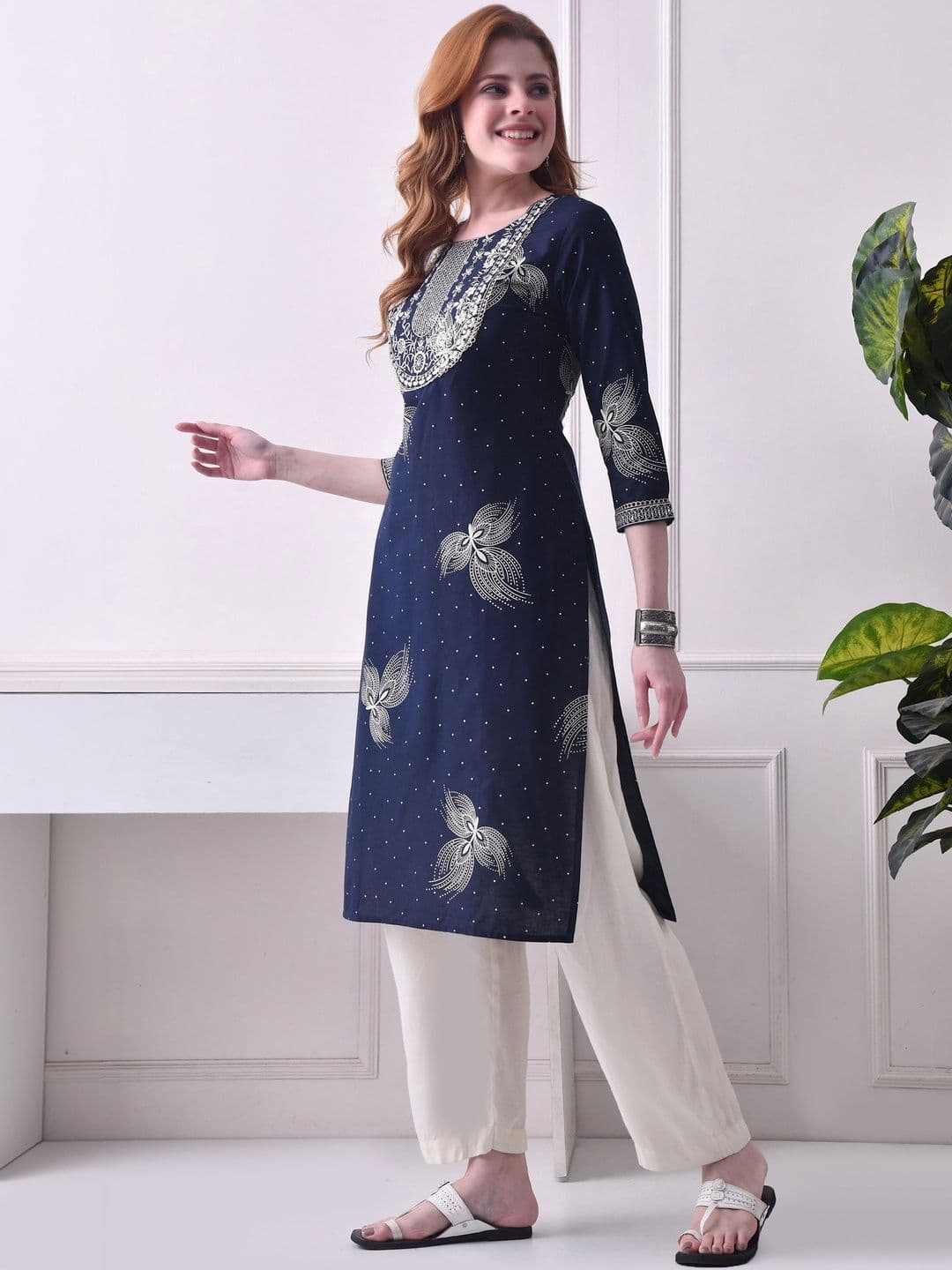 KJFAB Women Floral Printed Floral Cotton Kurta - view 1