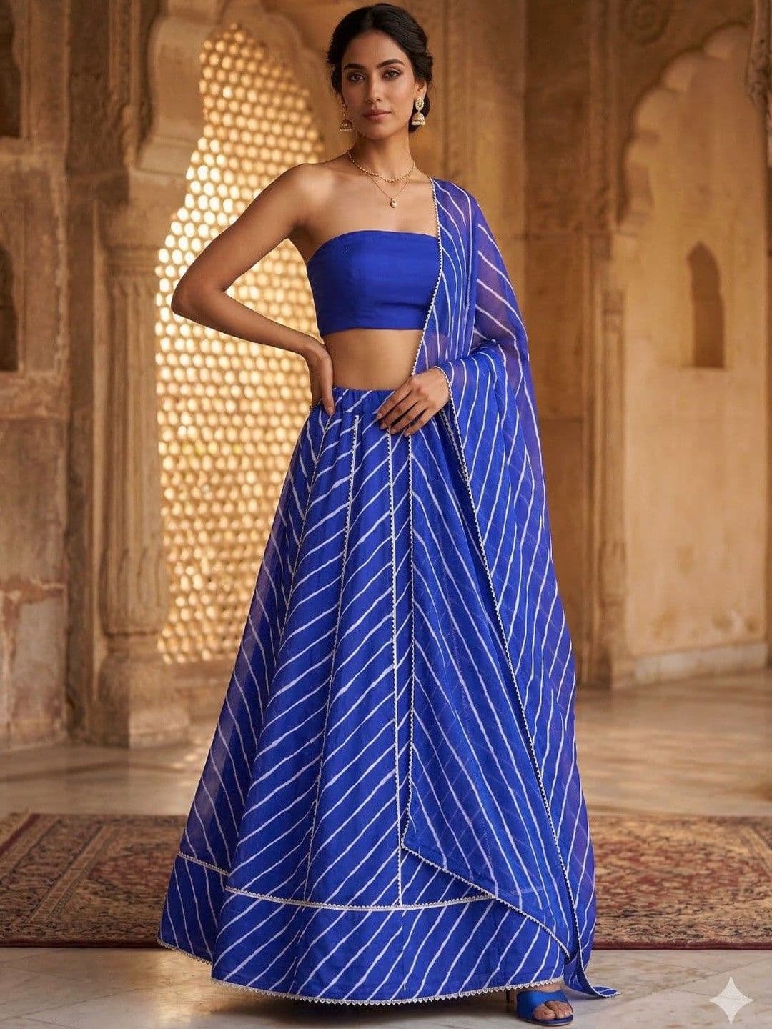 FashionTownie Semi-Stitched Lehenga & Unstitched Blouse With Dupatta - view 1