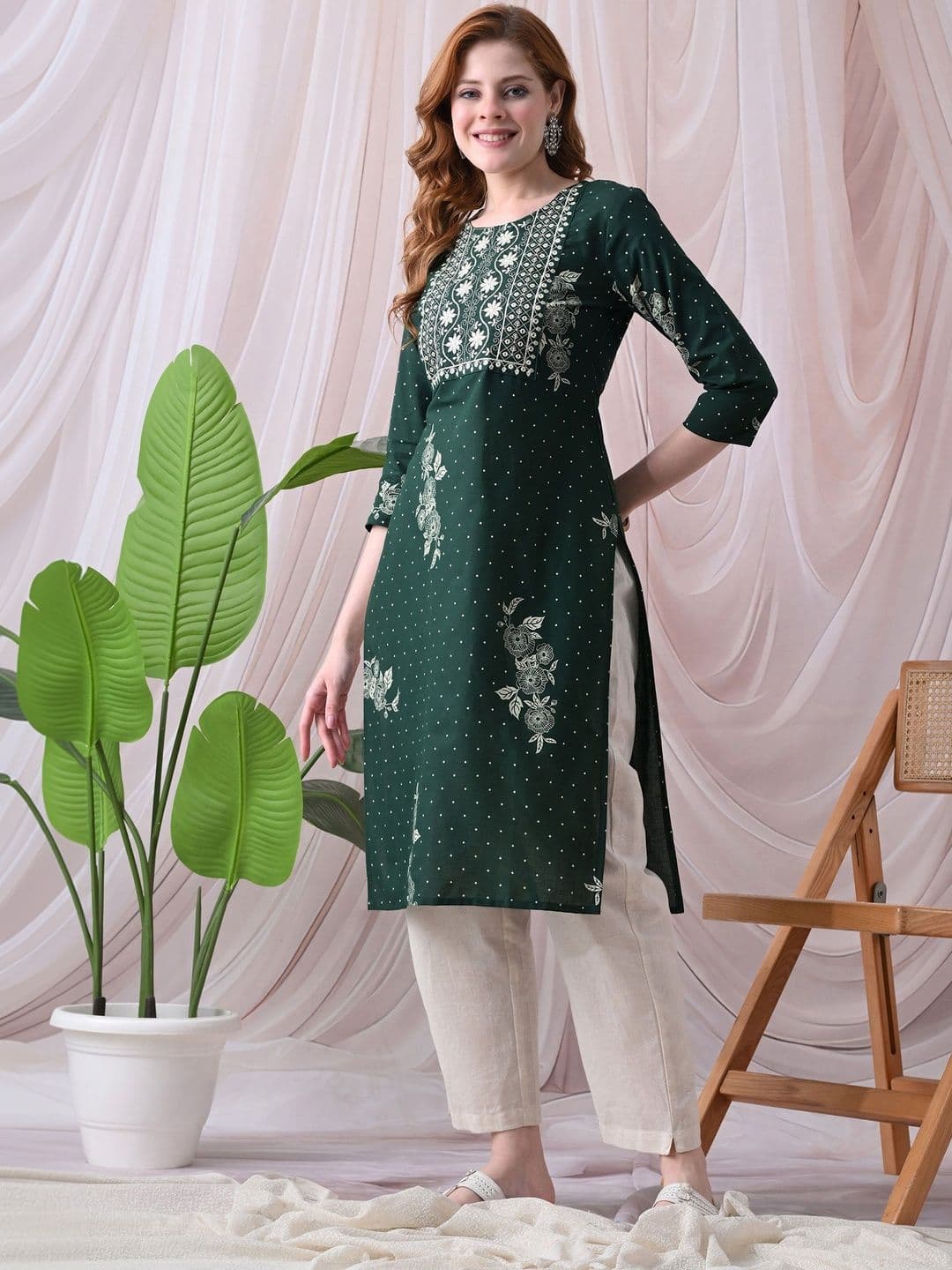 KJFAB Women Floral Printed Floral Cotton Kurta - view 1
