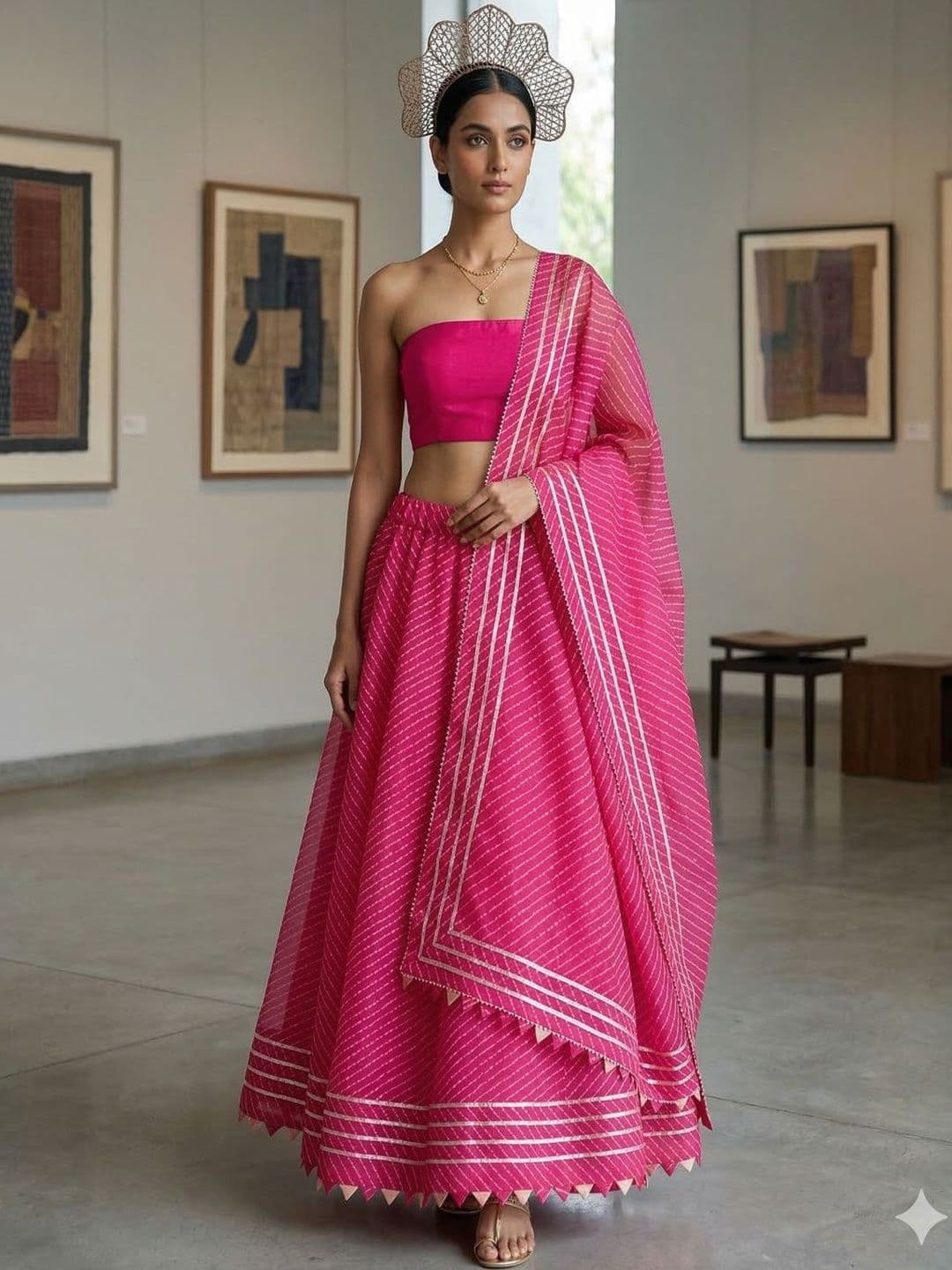 FashionTownie Semi-Stitched Lehenga & Unstitched Blouse With Dupatta - view 1