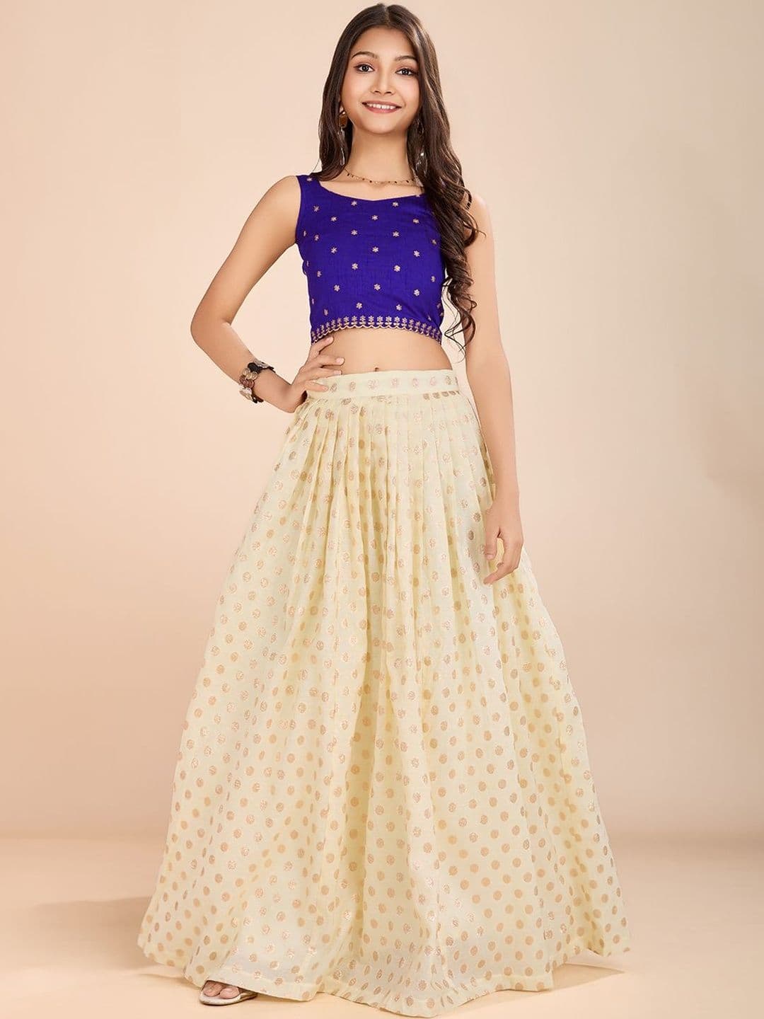 KALINI Girls Embroidered Thread Work Ready to Wear Lehenga & - view 1