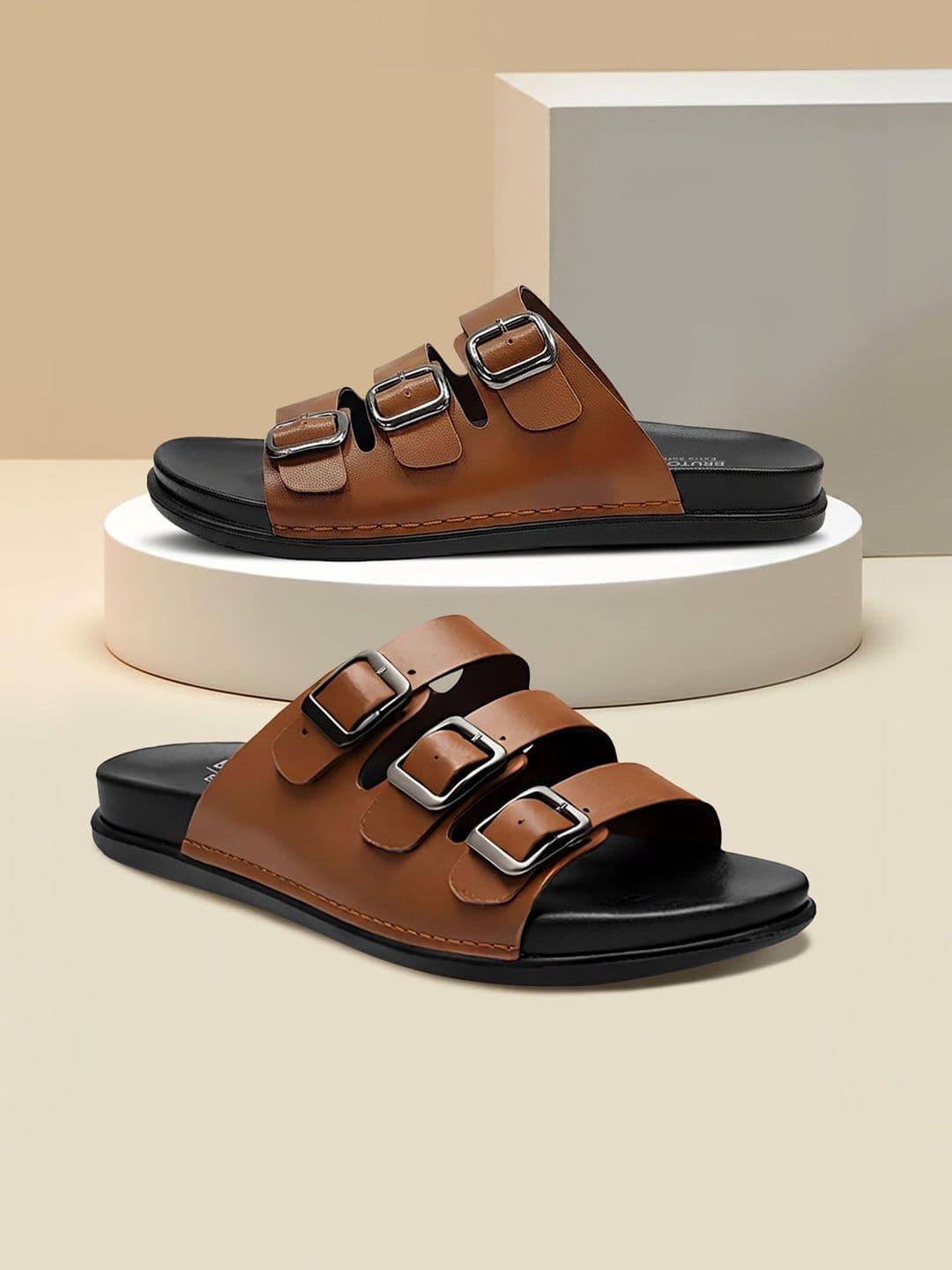 Bruton Men Ethnic PU Comfort Sandals - view 1