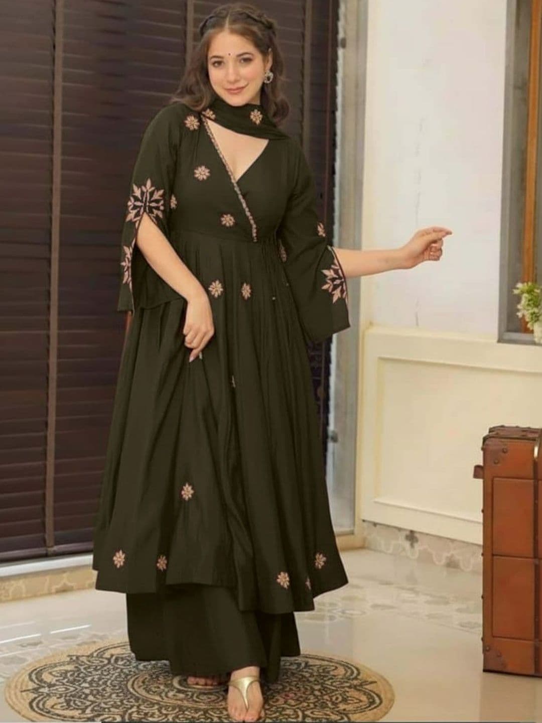 JAGNA Women Angrakha Kurta with Palazzos & With Dupatta - view 1