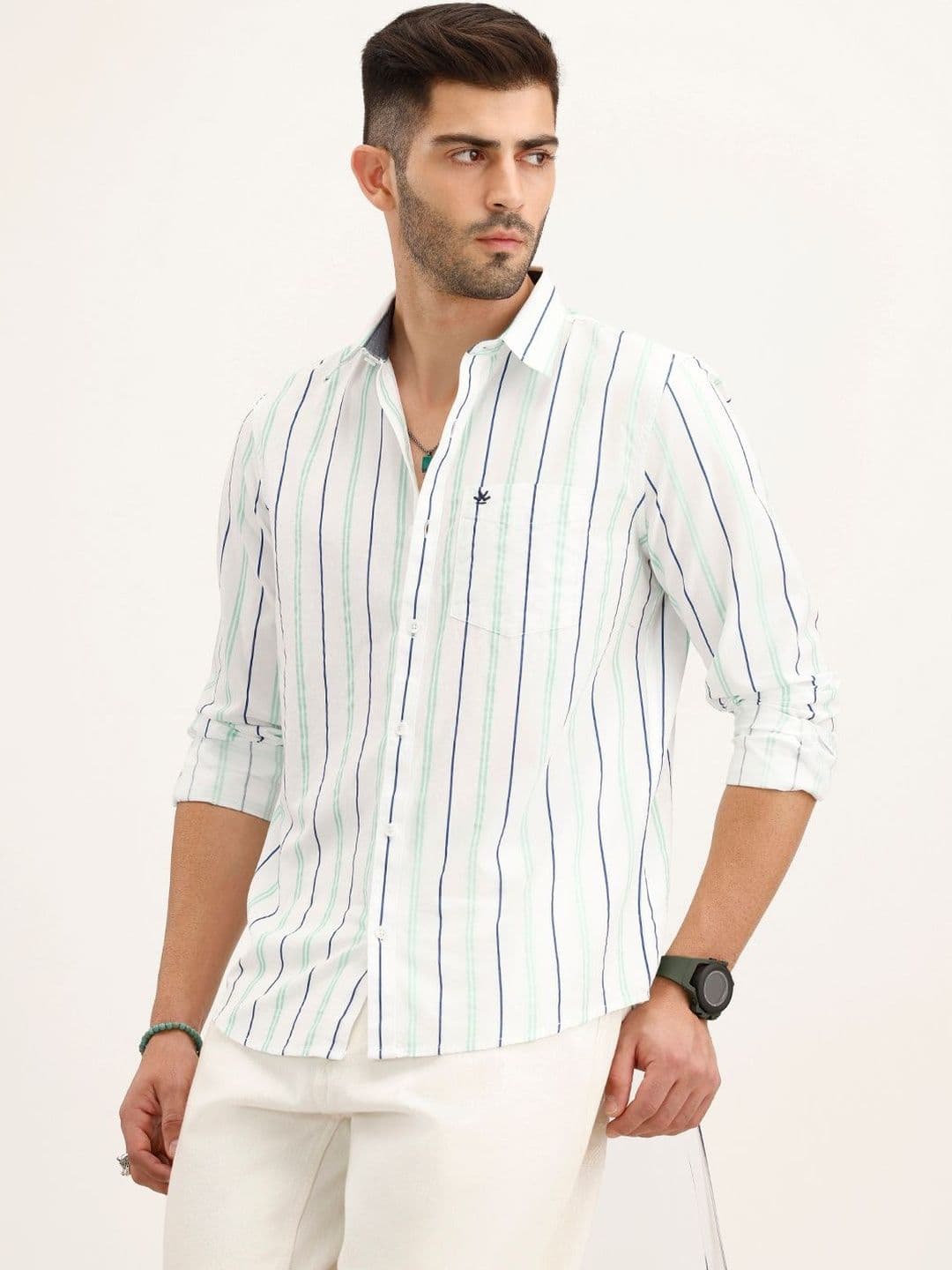 WROGN Men Slim Fit Striped Casual Shirt - view 1