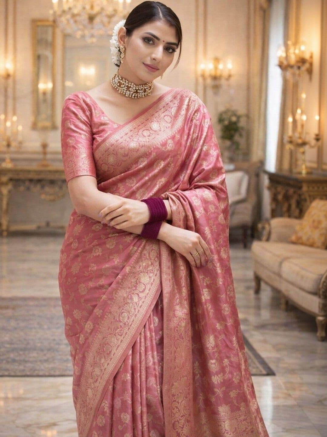 MISHRI TEX FAB Ethnic Motifs Woven Design Zari Kanjeevaram Sarees - view 1