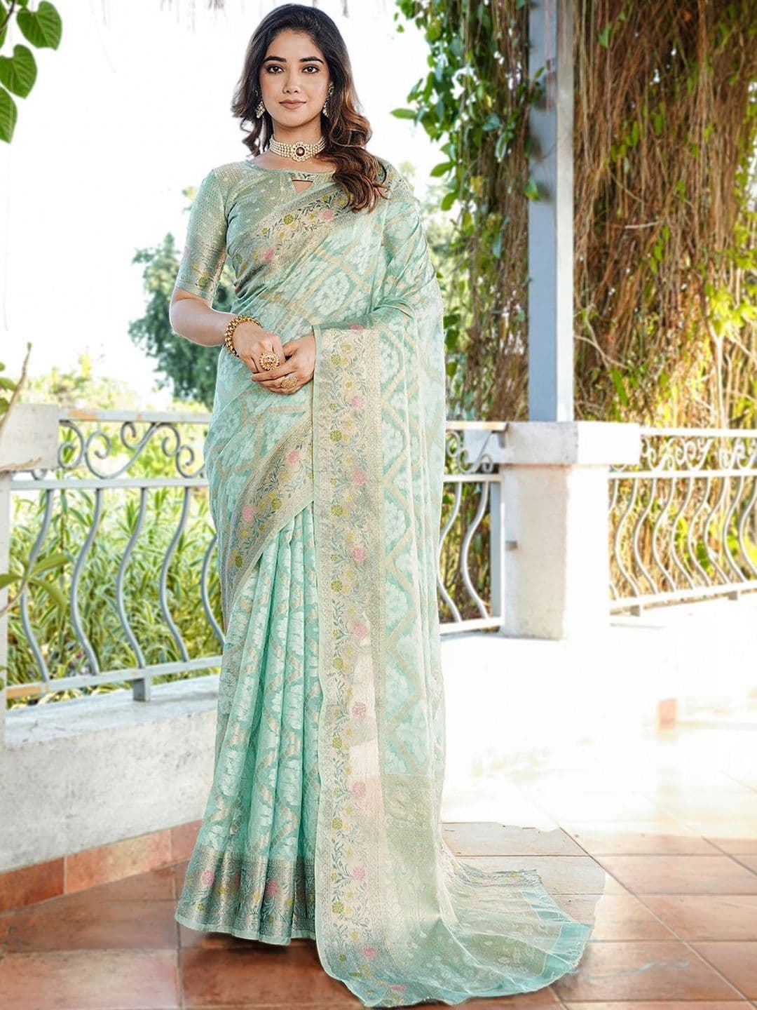 HERE&NOW Woven Design Zari Organza Patola Saree - view 1