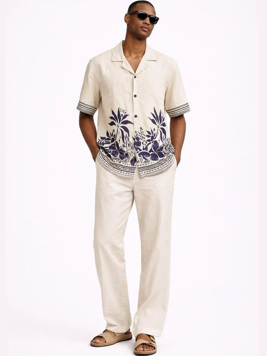 HERE&NOW Printed Cuban Collar Relaxed Fit Shirt - view 1