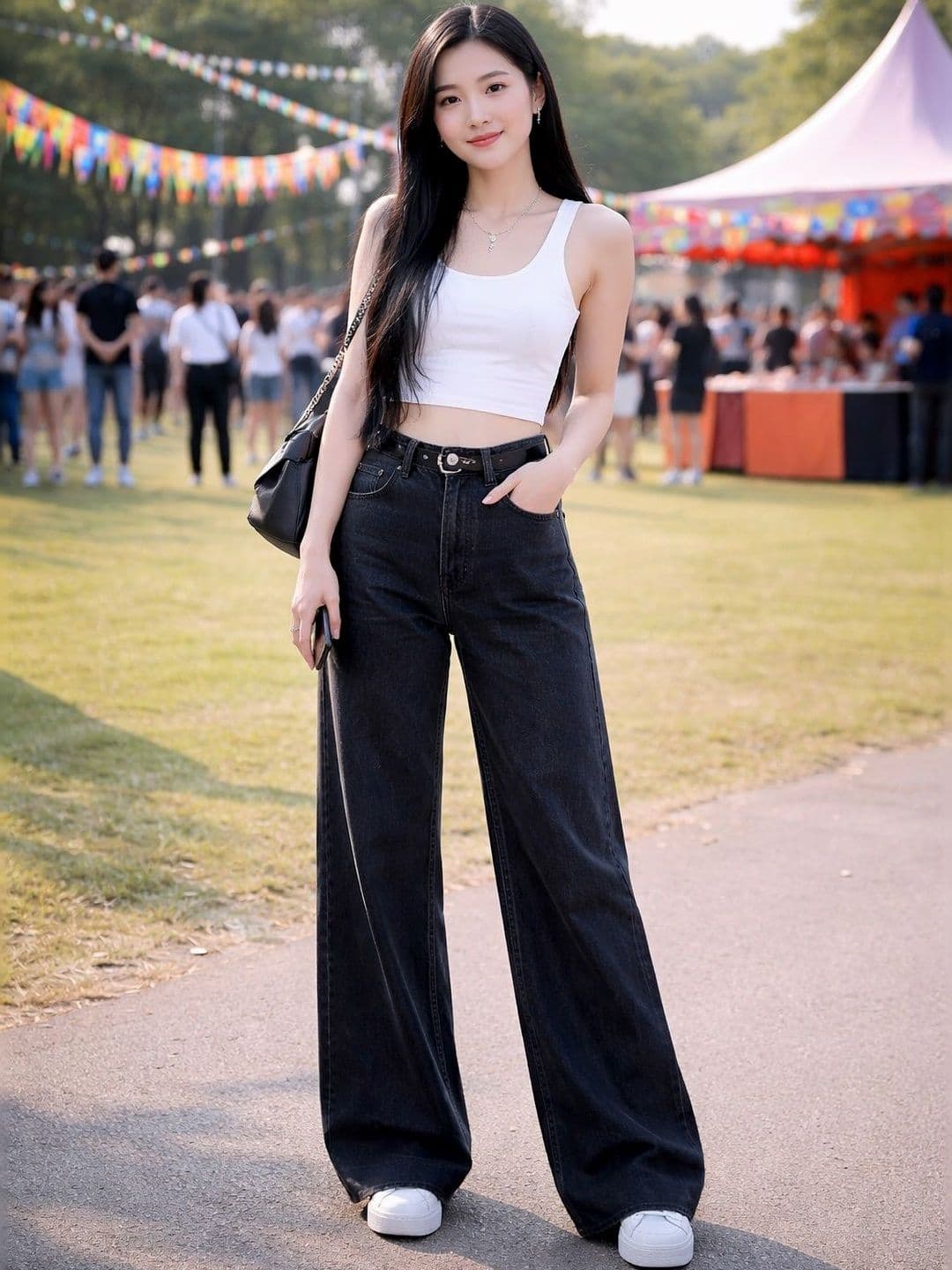 KASHIANXSTYLE Women Loose Wide Leg High-Rise Low Distress Light Fade Jeans - view 1