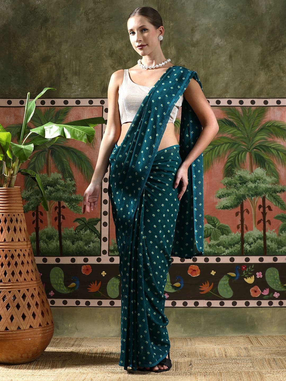 Sangria Laheriya Printed Georgette Ready To Wear Saree - view 1