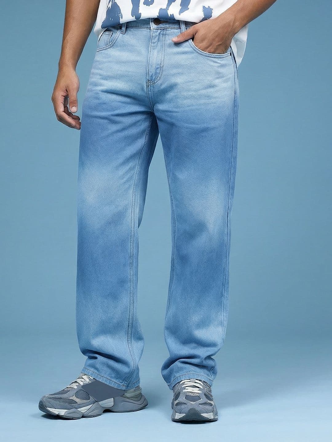 HERE&NOW Men Pure Cotton Baggy Fit Heavy Fade Jeans - view 1