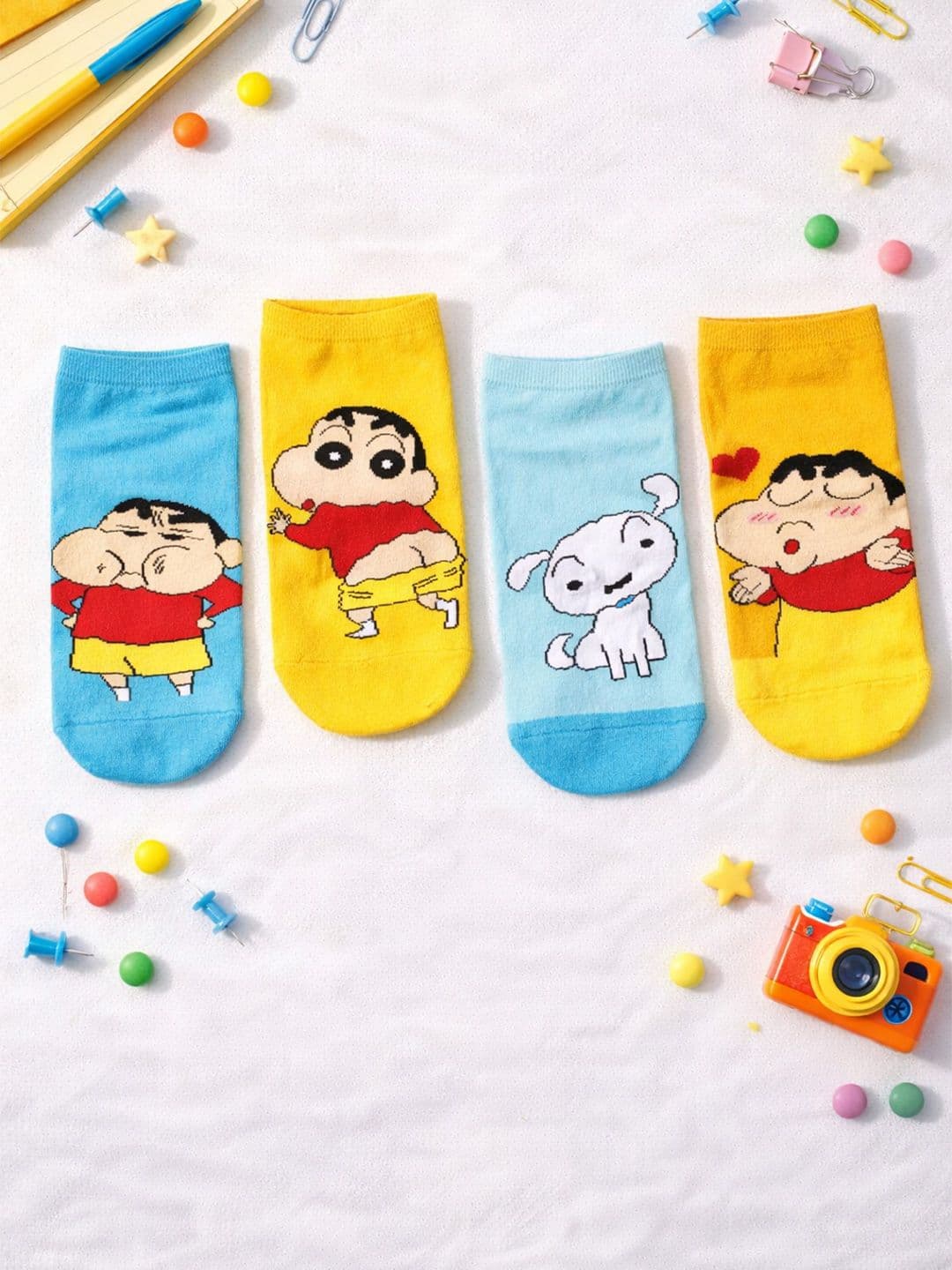 Thela Gaadi Pack Of 4 Shinchan Patterned Low Cut Ankle Length Socks - view 1