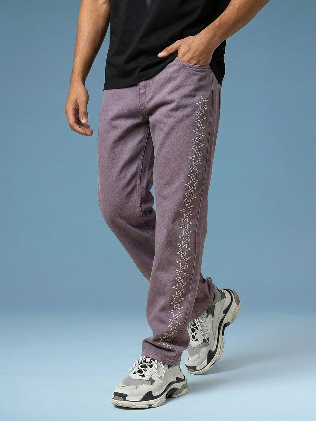 HERE&NOW Men Embroidered Mid-Rise Pure Cotton Straight Fit Jeans - view 1