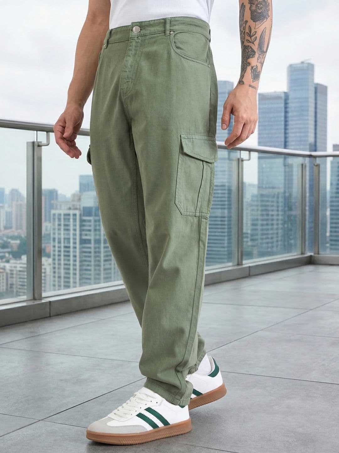 Styli Men Overdyed Cargo Pocket Straight Fit Jeans - view 1