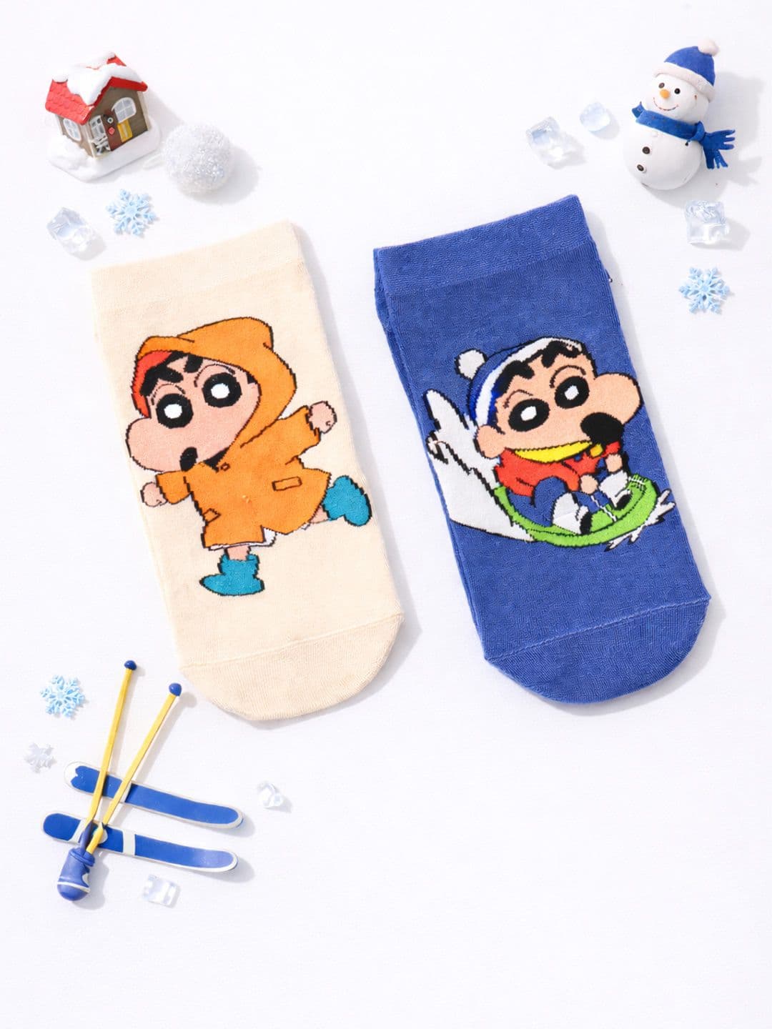 Thela Gaadi Unisex Pack of 2 Shinchan Patterned Low Cut Ankle Length Socks - view 1