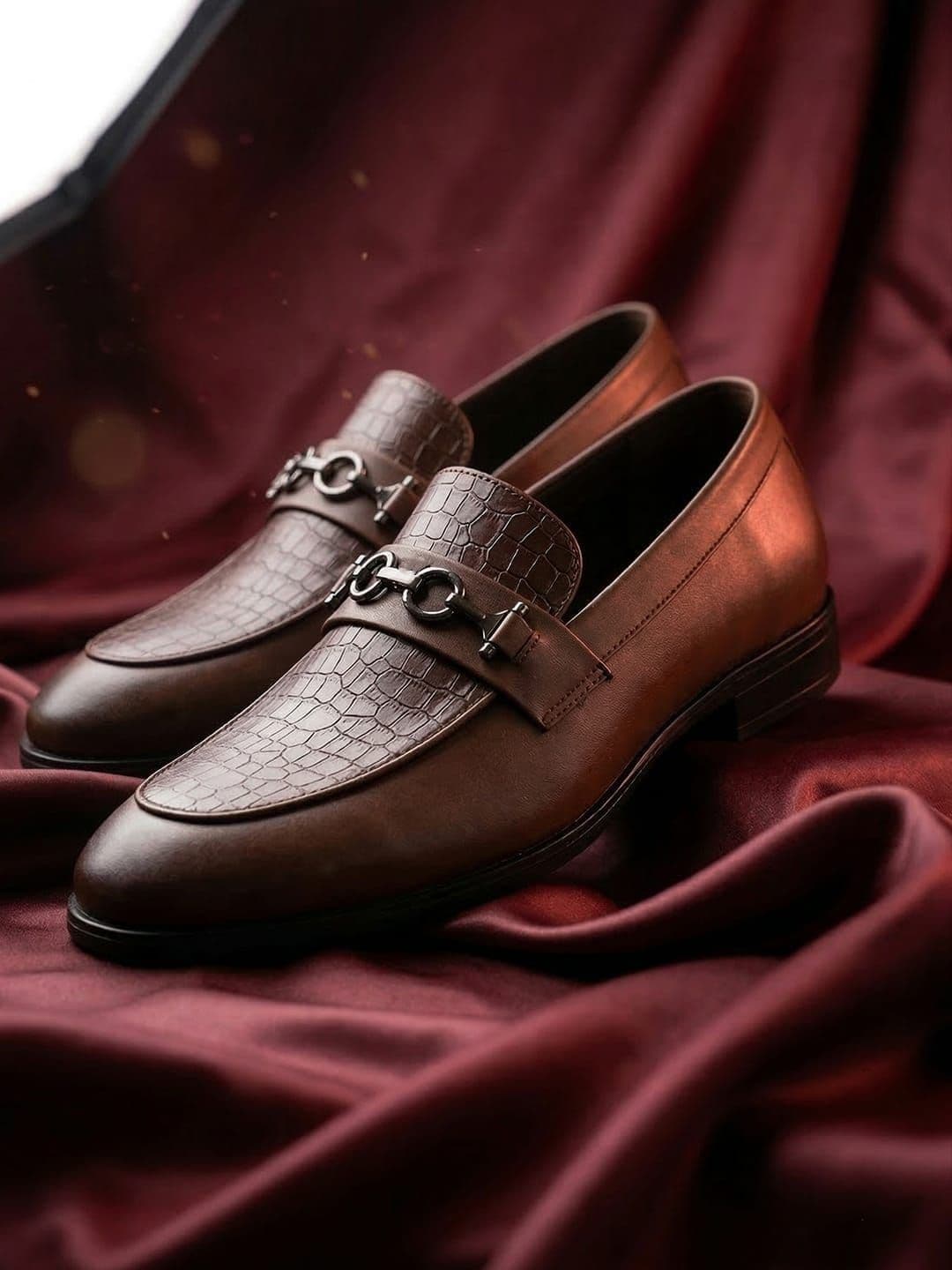 House of Pataudi Men Textured Round Toe Slip-On Loafers Formal Shoes - view 1