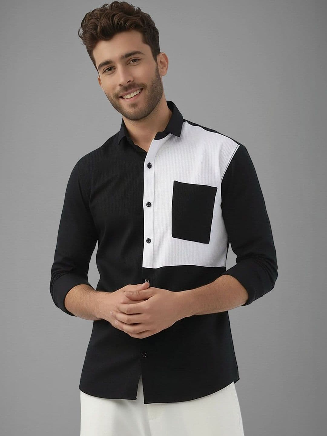 SZN Colourblocked Spread Collar Standard Regular Fit Casual Shirt - view 1