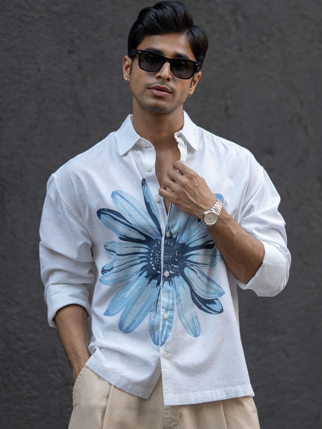 Powerlook White Printed Boxy Lightweight Shirts - view 1