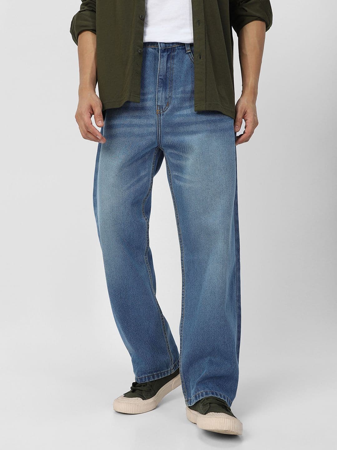 Urbano Fashion Men Loose Relaxed Fit Heavy Fade Jeans - view 1