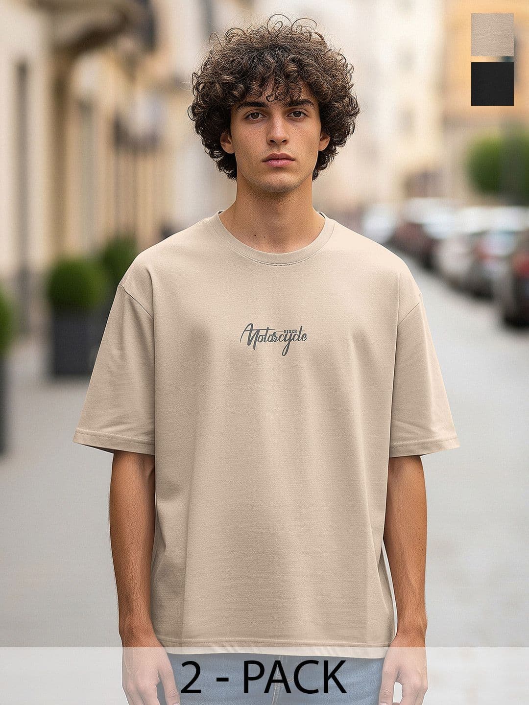 BULLMER Men 2 Printed Drop-Shoulder Sleeves T-shirt - view 1