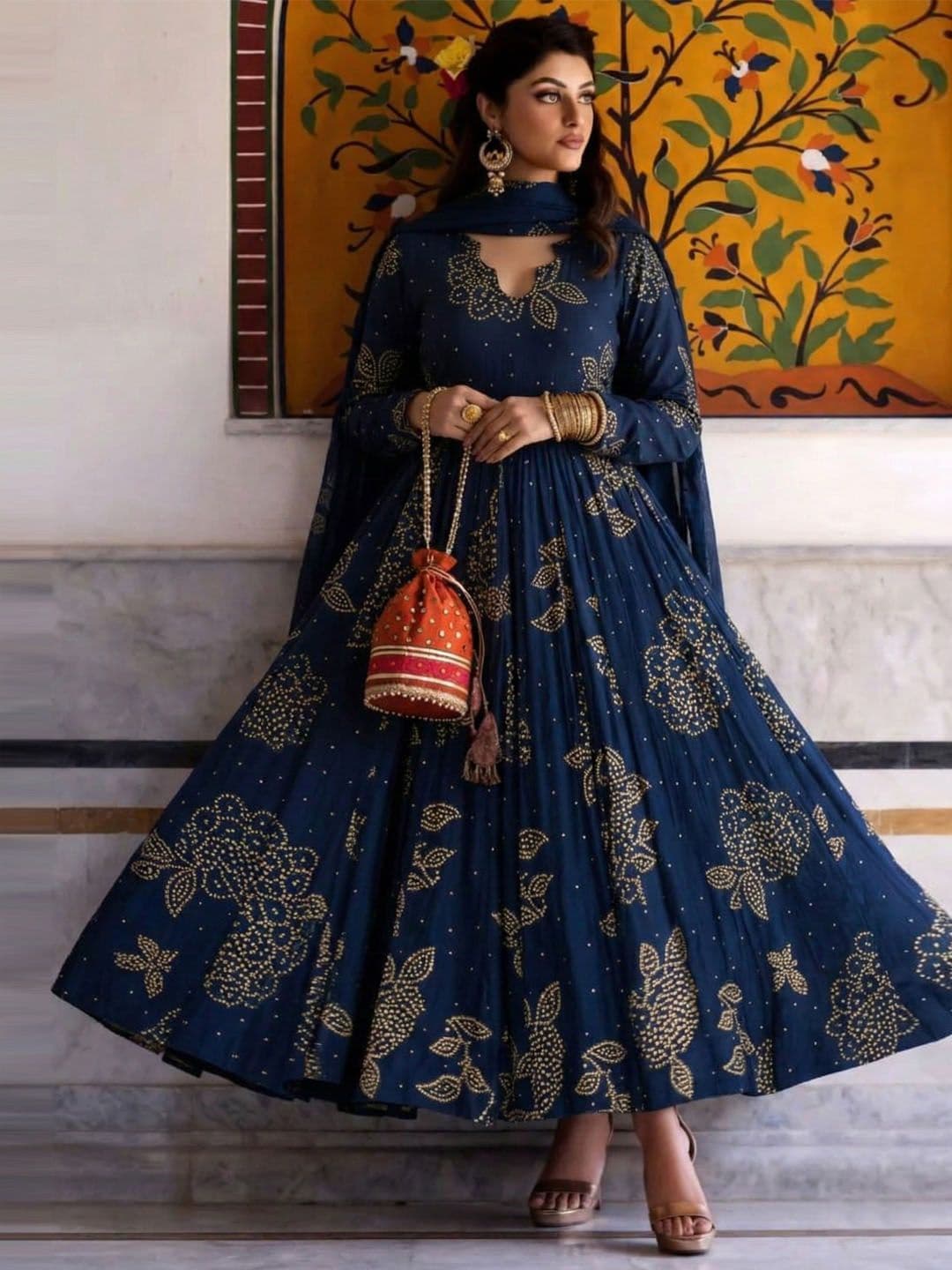 Moda Rapido Women Ethnic Motifs Printed Panelled Kurta with Palazzos & With Dupatta - view 1