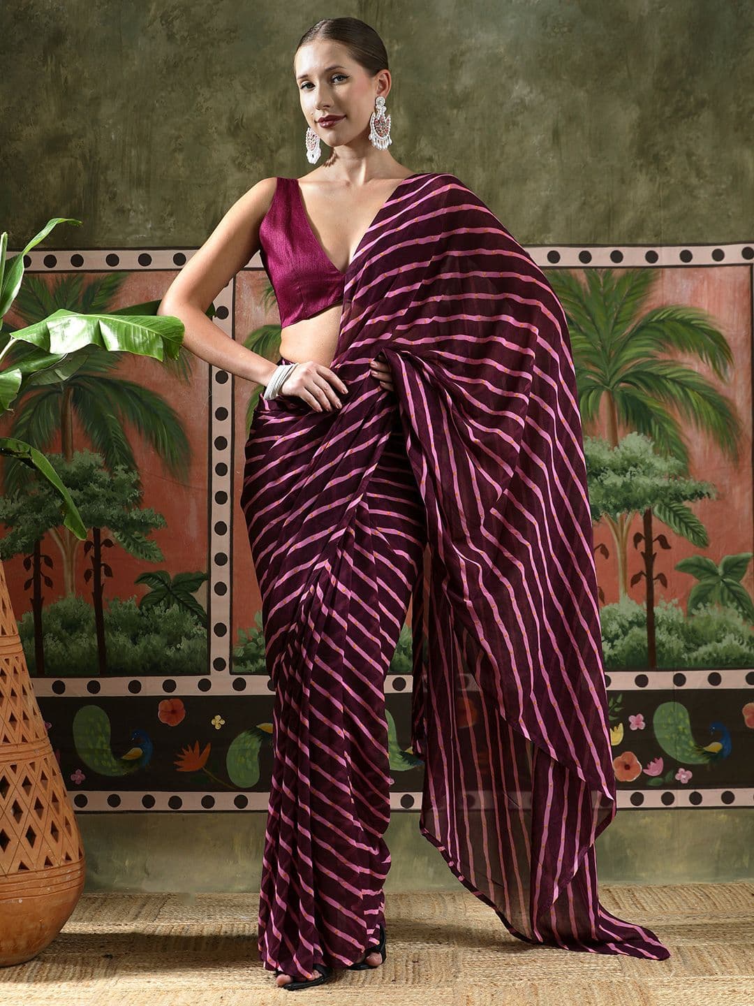 Sangria Laheriya Printed Georgette Ready To Wear Saree - view 1