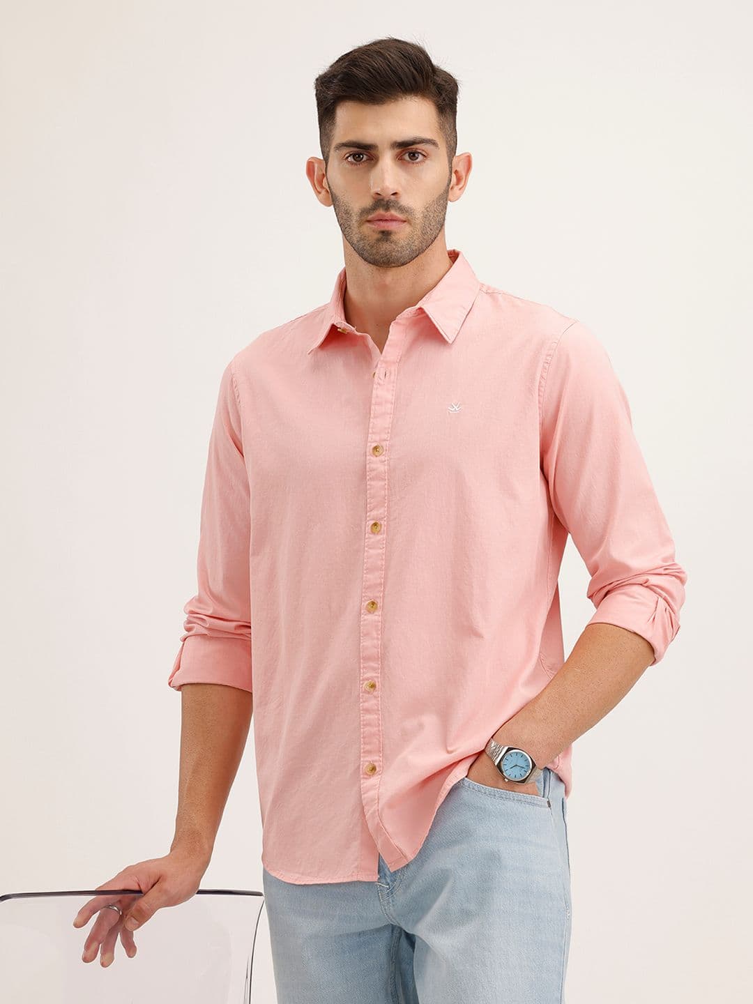 WROGN Men Pink Slim Fit Casual Shirt - view 1