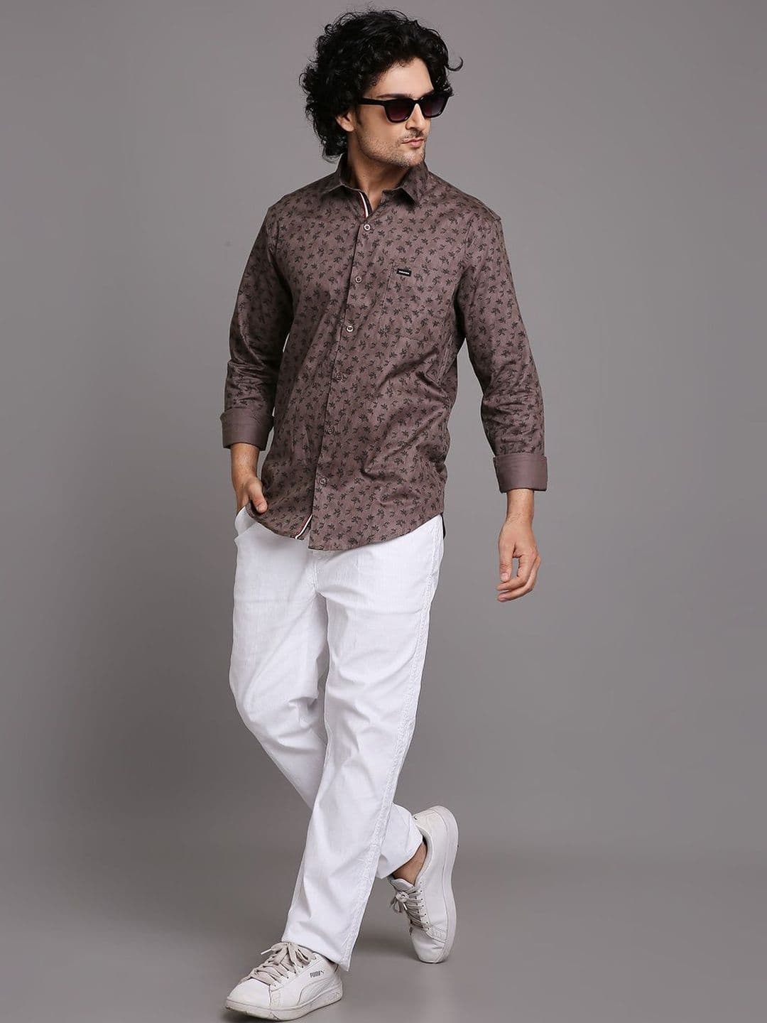 OURANOS Mens Floral Printed Cotton Shirt - view 1