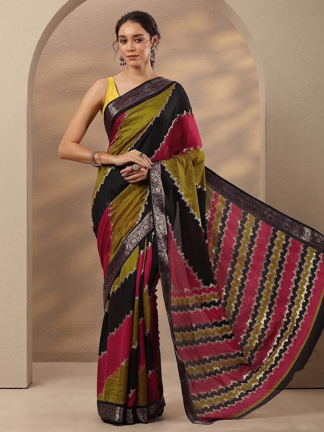 Libas Multi Woven Design Saree With Unstitched Blouse Piece - view 1