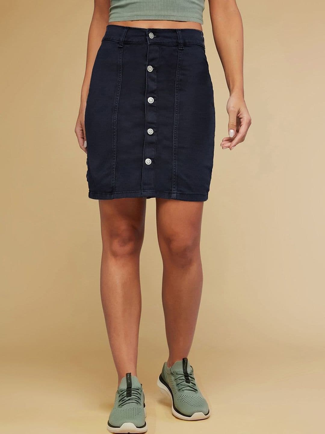 The Roadster Lifestyle Co. Women Denim Above Knee A-Line Skirt - view 1