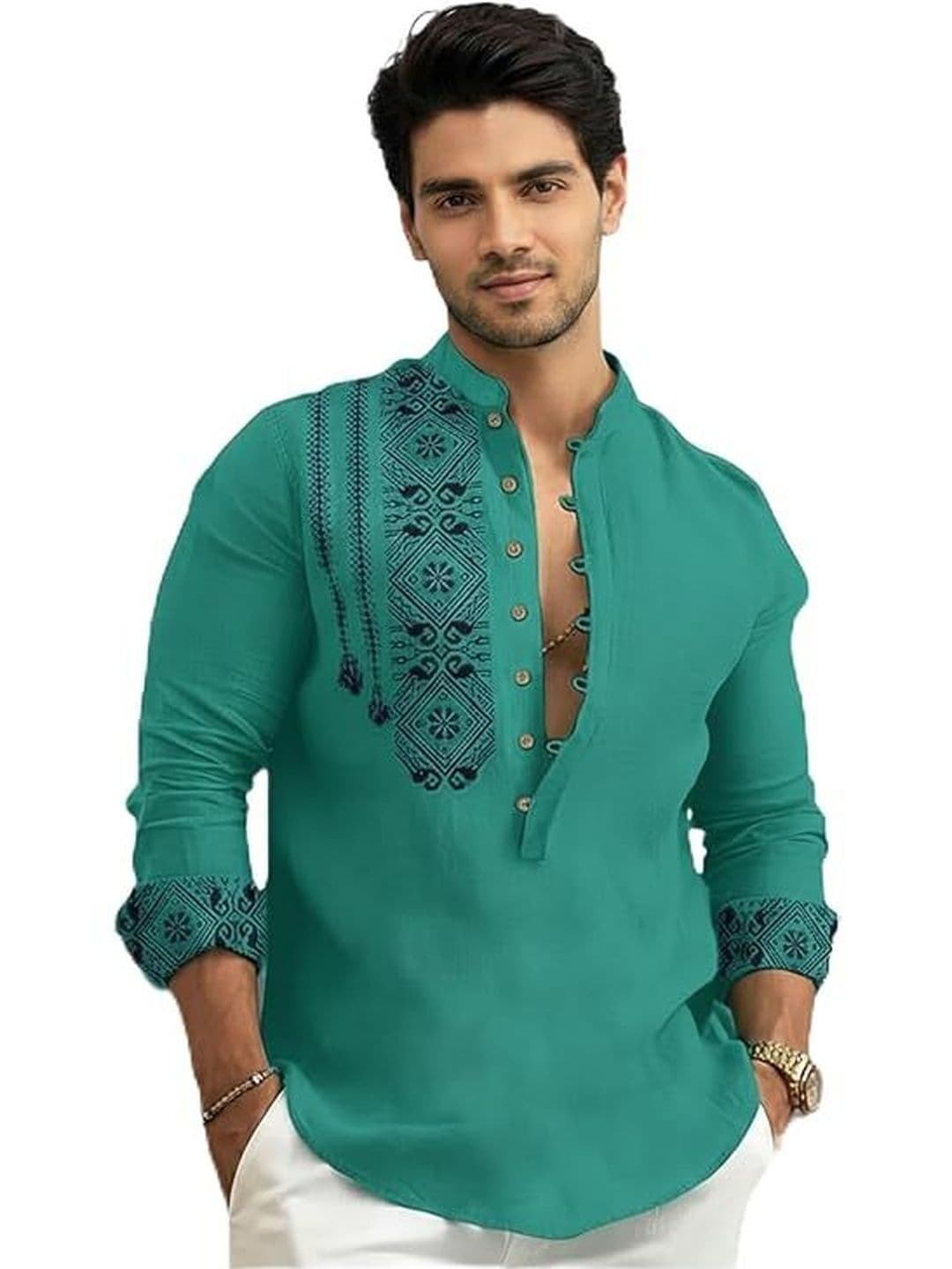 Deelmo Men Geometric Printed Kurta - view 1