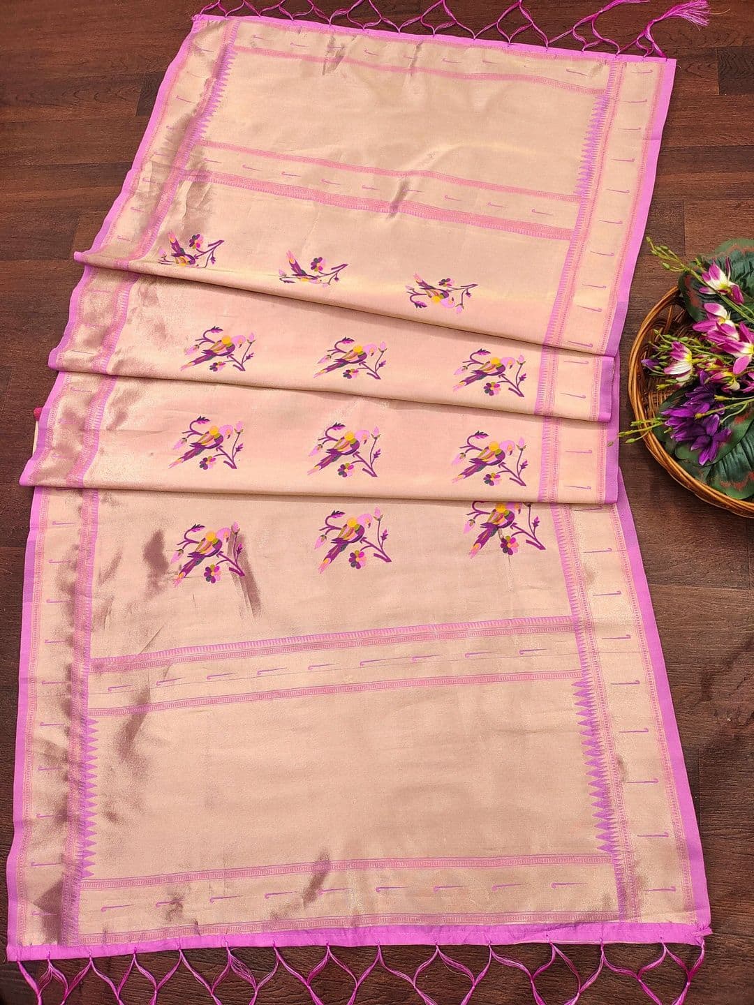 DEVANGI Ethnic Motifs Embroidered Banarasi Silk Dupatta With Zari - view 1