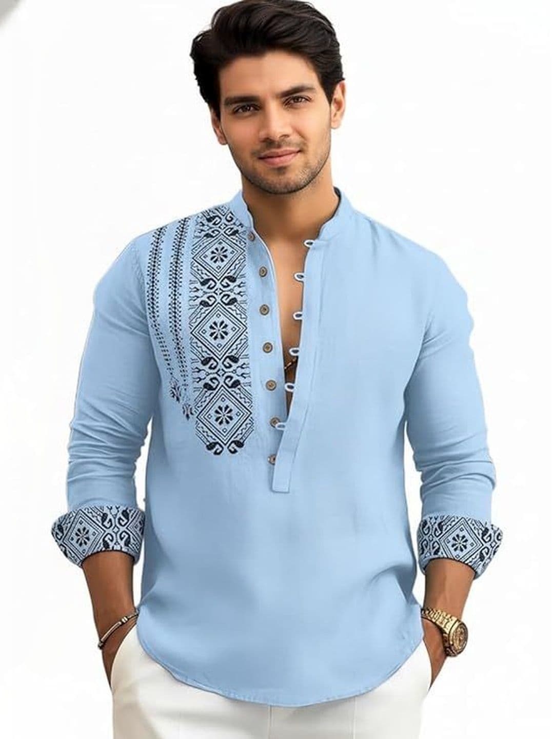 Deelmo Men Geometric Printed Kurta - view 1