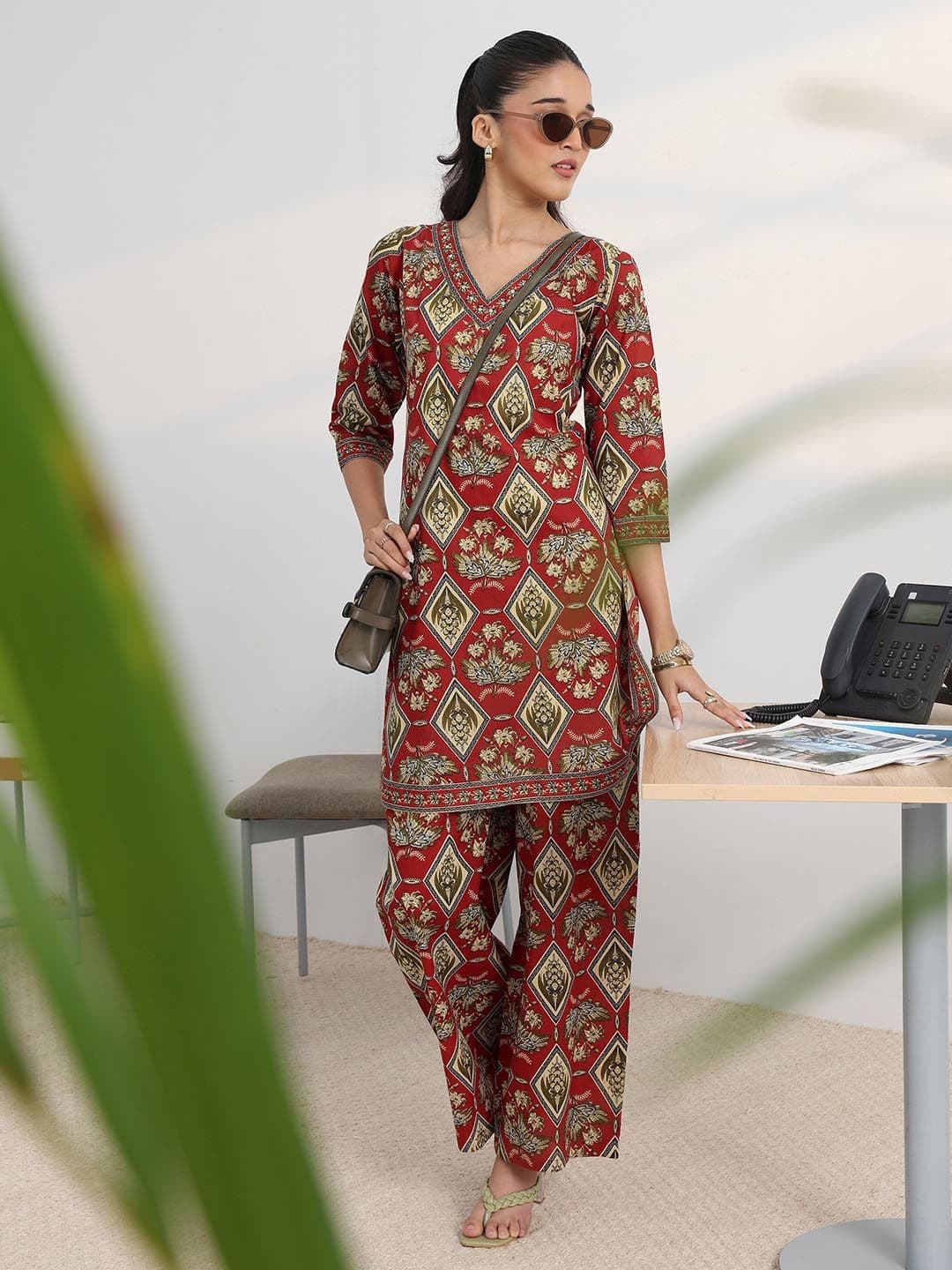 Gerua By Libas Libas Red Printed Straight Kurta Set - view 1