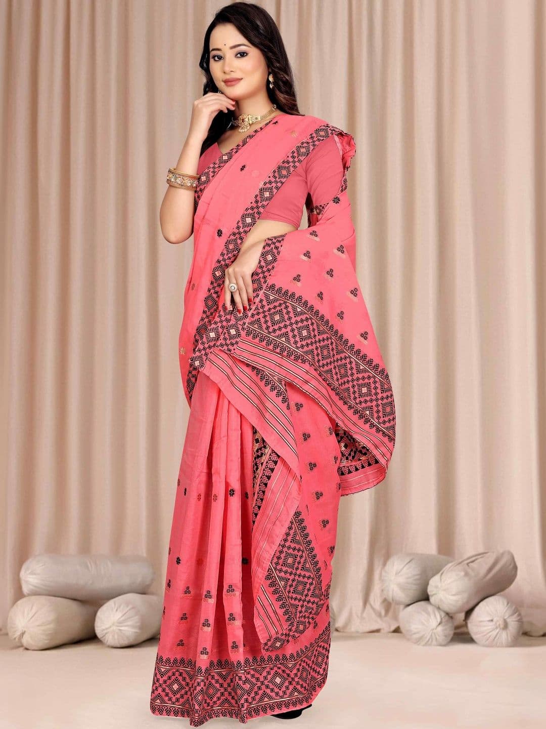 KAMDAR Ac Cotton Muga Mekhela Chador Saree - view 1