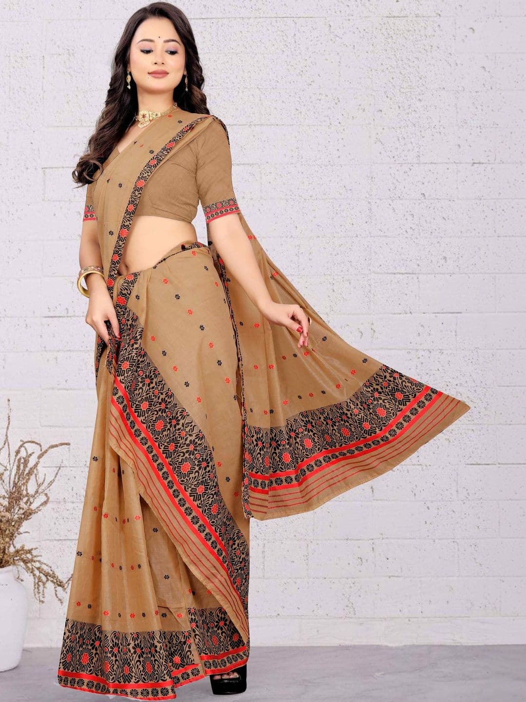 KAMDAR Dyed Toss Cotton Mekhela Sador Muga Saree - view 1