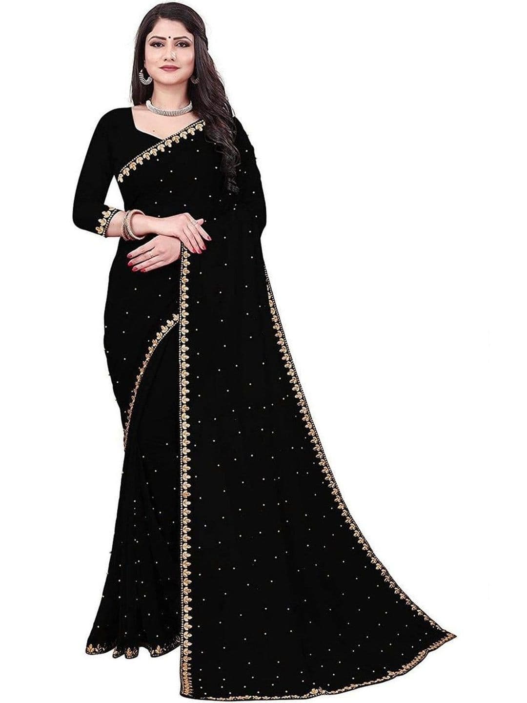 SAADHVI New Embellished Beads Stones Lycra Sarees - view 1