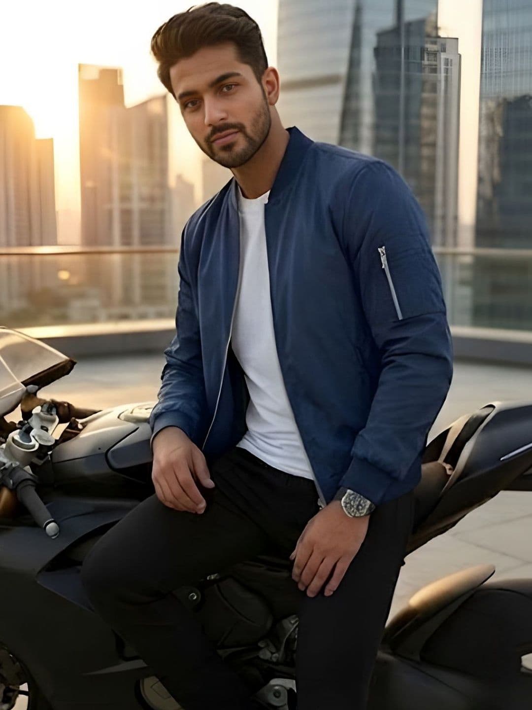 CARABA Men Lightweight Biker Jacket