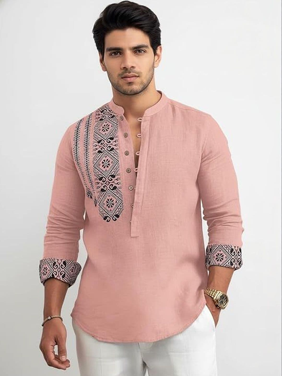 Deelmo Men Geometric Printed Kurta - view 1