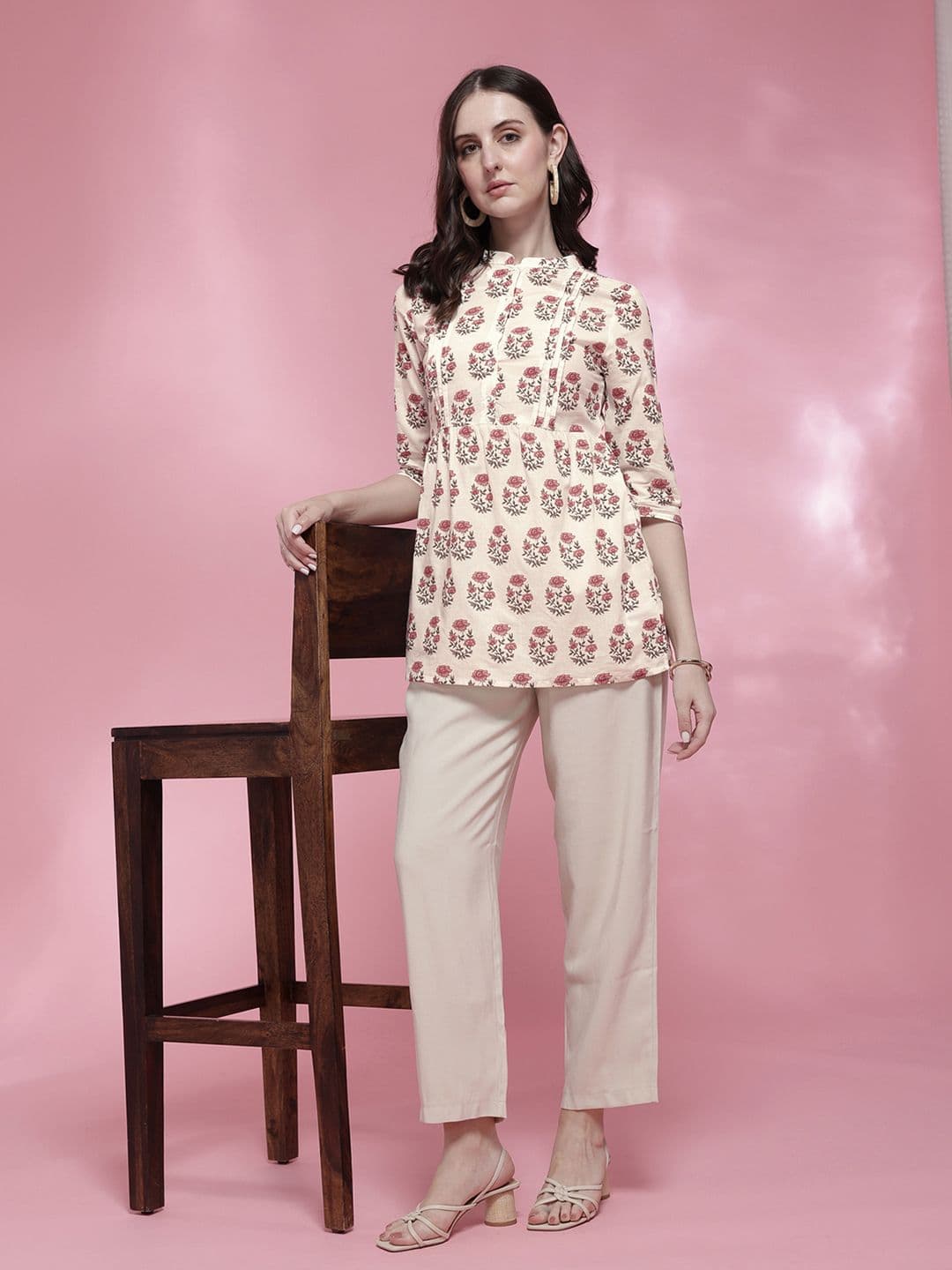Anouk Floral Printed Pure Cotton A-Line Kurti - view 1