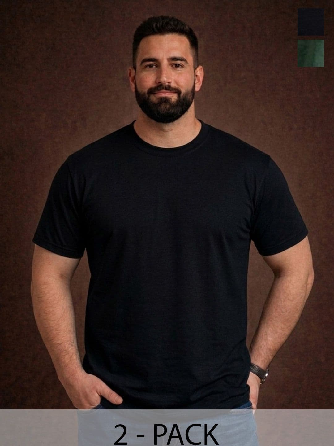Davno Men Plus Size Round Neck Cotton Combo Pack Of 2 Regular Fit Casual Basic T-shirts - view 1