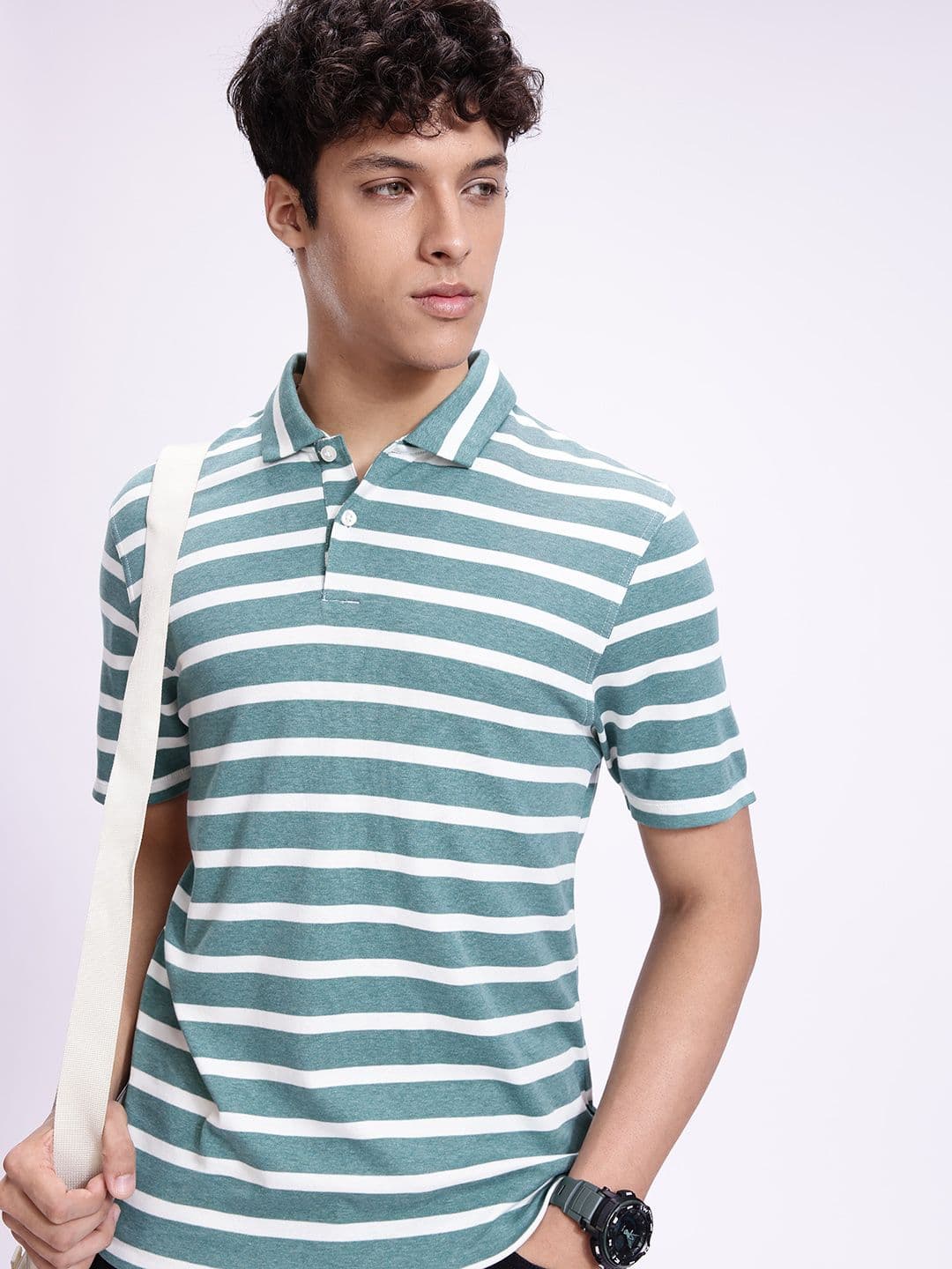 Kook N Keech Men Striped Golf Polo Collar T-shirt - view 1