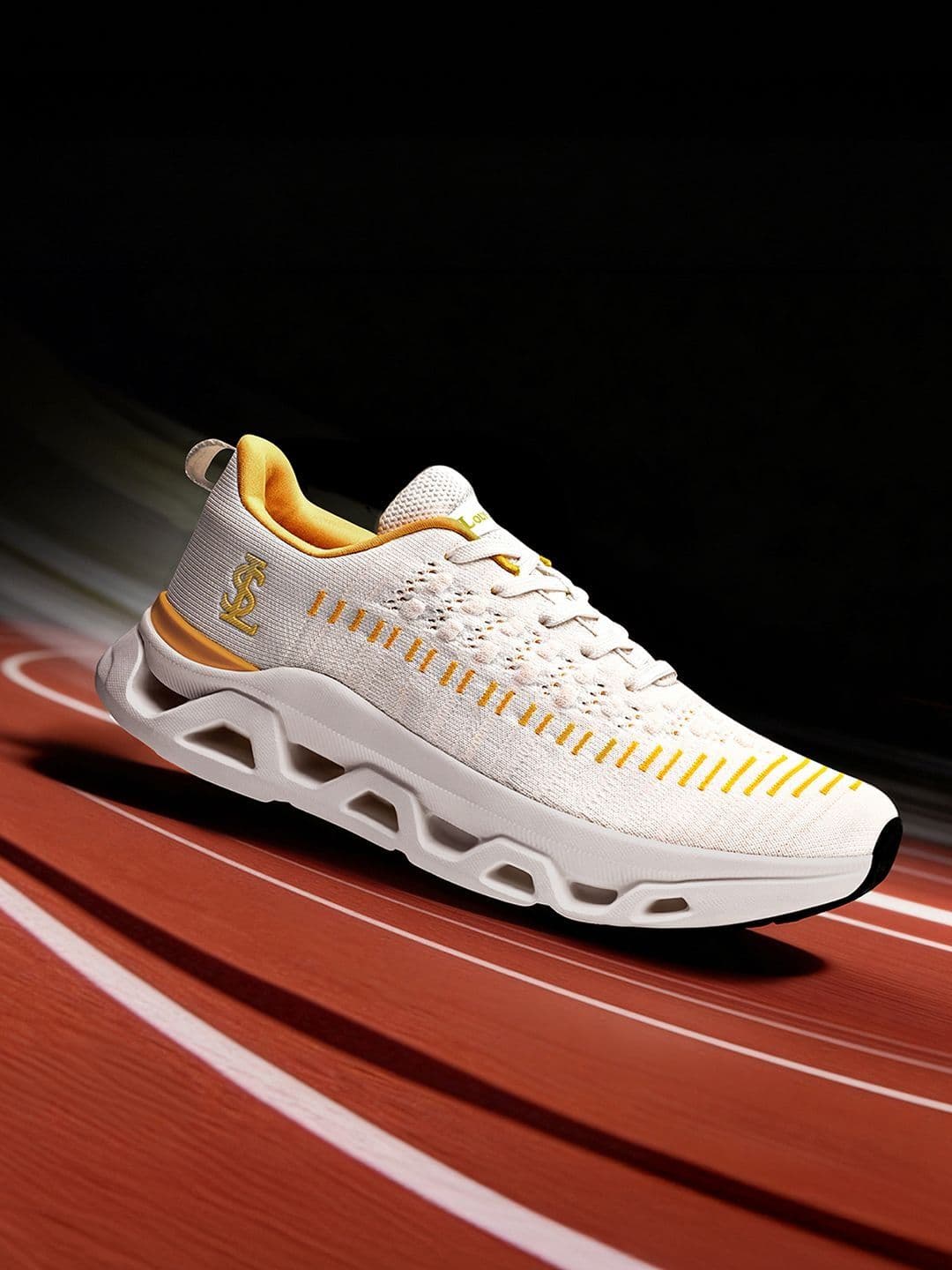 LOUIS STITCH Men Cosmic Yellow Lightweight Knitted Athleisure Sport Shoes - view 1