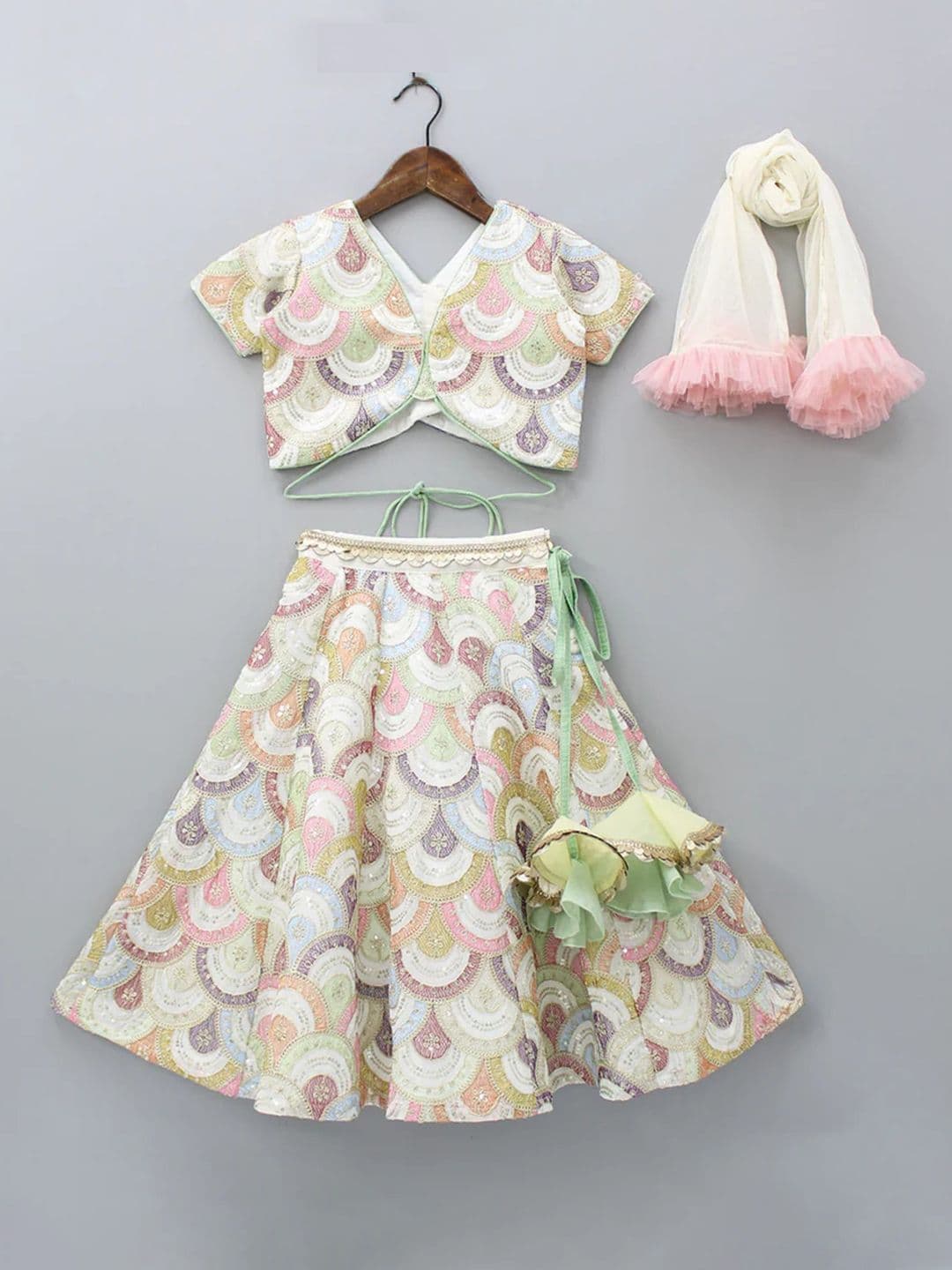 The Little Tales Girls Embroidered Ready to Wear Lehenga & Blouse With Dupatta - view 1