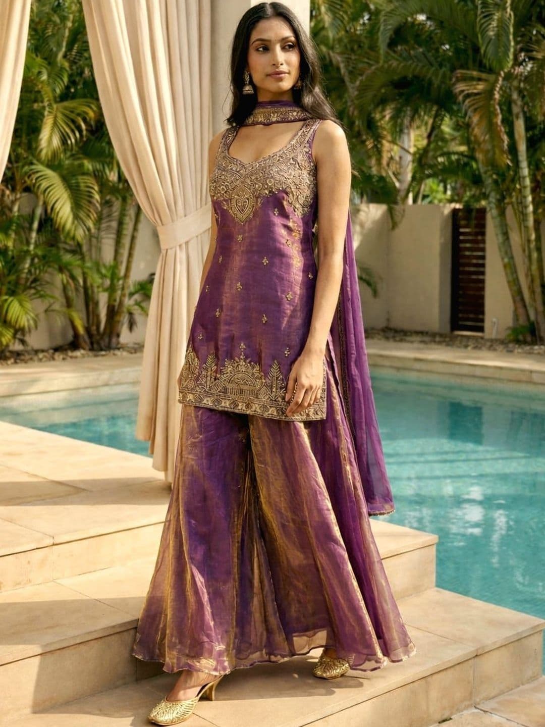 Anouk Rustic Women Embroidered Regular Kurta with Palazzos & With Dupatta - view 1