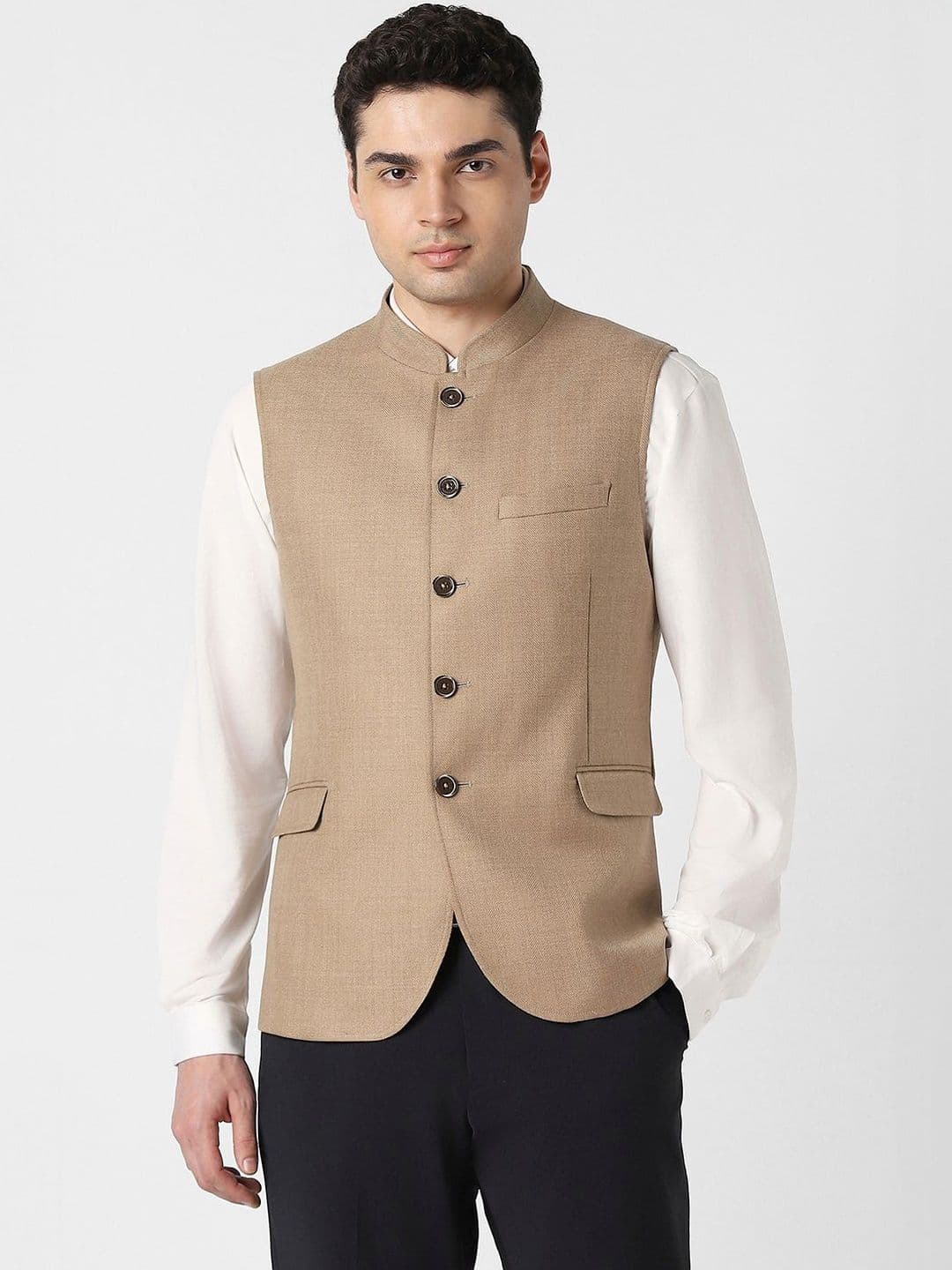 Peter England Elite Woven Nehru Jackets - view 1