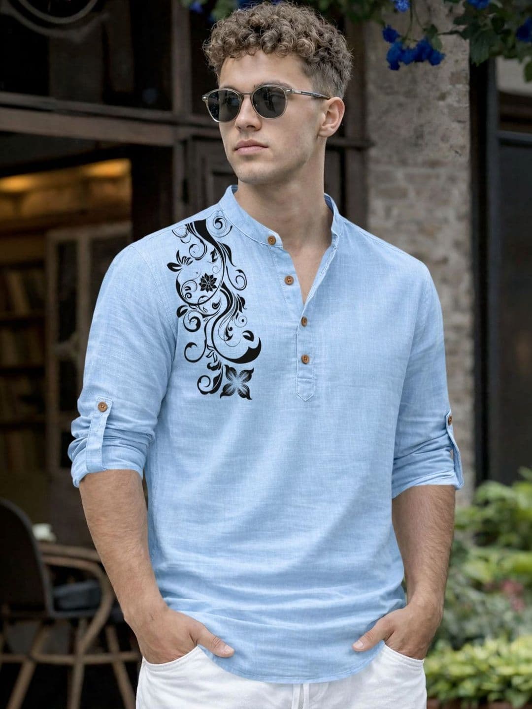 ZELINCO Men Thread Work Angrakha Kurta - view 1