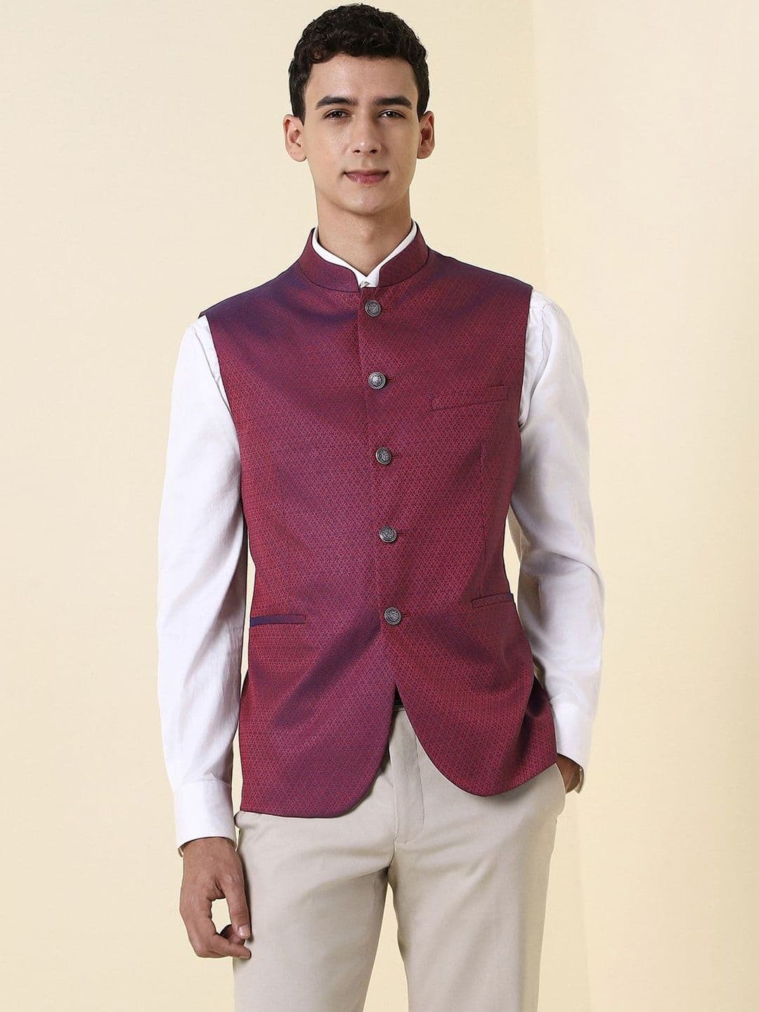Allen Solly Polyviscose Woven Nehru Jackets - view 1